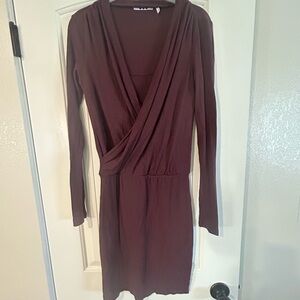 Elegant Long Sleeve Faux Wrap Dress